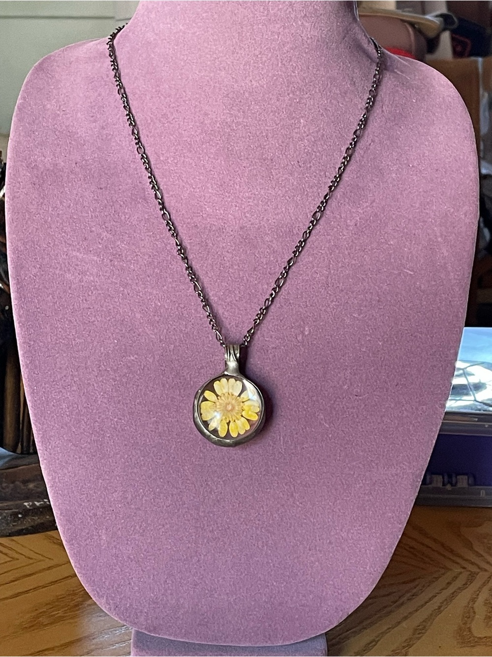 Handcrafted Yellow Flower Resin Pendant Necklace